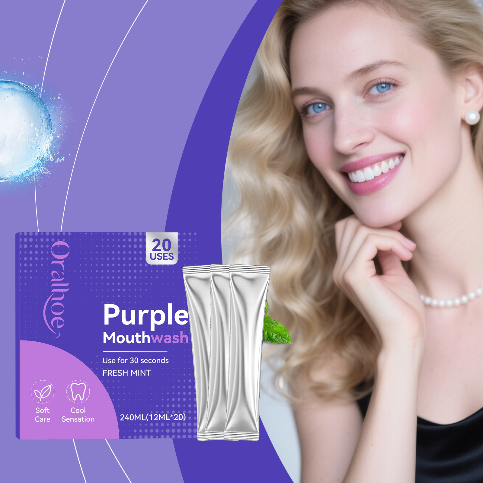 20 шт. Фиолетовый ополаскивате – обзор и цена Teeth Whitening Mouthwash
